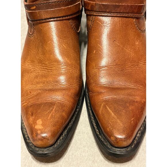 Harley-Davidson VTG Womens 8.5 Western Leather Harness Moto Biker Side-zip Boots - Picture 4 of 14